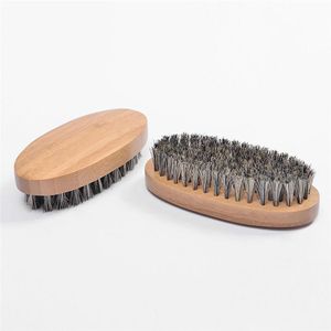 Spazzole per barba in setola di cinghiale naturale per uomo Massaggio viso in bambù che fa miracoli per pettinare la barba RRD6803