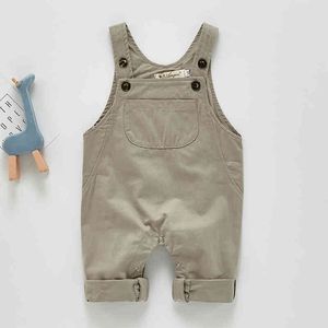 Pojkar Tjejer Pocket Overaller Jumpsuits Spring Barn Barn Gentleman Byxor Barnkläder Pure Color Rompers 210429