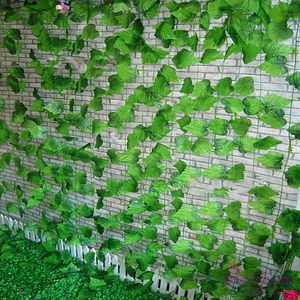2,5m 60pcs simulados folhas de uva folhas artificiais folhas uva plantas de videira folhas de decoração de decoração rattan