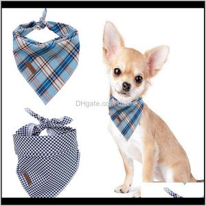Apparel Supplies Home & Garden Drop Delivery 2021 2 Pcs Unique Style Paws Bandana Scarf Pet Gift For Dog Bandage Plaid 201127 R2Alf