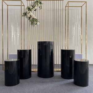 3PCS Shiny Gold Luxus Säule Säule Sockel Rahmen Hochzeitsdekoration Willkommen Kulissen Blumenbogen Grand Event Party Bühne Geburtstag Hintergrund Luftballons Rack