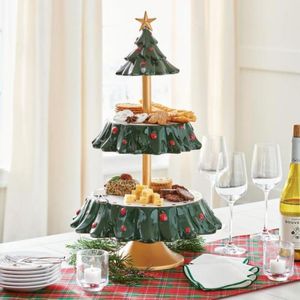 Kerstmisdecoratie Snack Stand Dessert Tafel Fruitplaat Tier Hars Voedsel Serveerlade Cupcake Candy voor