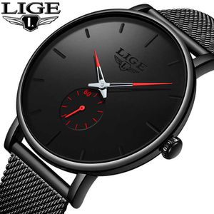Relogio Masculino Ligeファッションスポーツメンズ腕時計ブランド豪華な防水シンプルな時計女性超薄型ダイヤル石英クロック210527