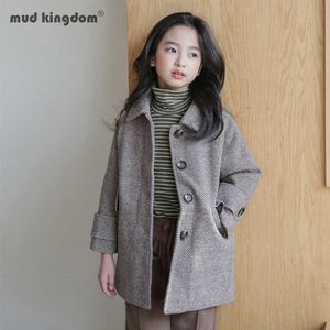 Mudkingdom outono meninas de inverno lã casaco quente moda adolescentes crianças longos para outerwear solto 210615