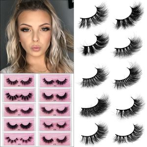 Grosso Natural 3D Mink Hair Falso Eyelashes Extensões Luz Macio Reusável Reusável Artesanal Falso Curly Crisscross 12 Modelos Disponíveis Maquiagem Para Olhos