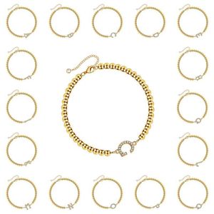 A-Z Braccialetti di perline Donne Ragazze Moda Placcato oro 14K Cubic Zirconia Personalizzato 26 Lettera Braccialetto Gioielli braccialetto