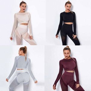 women Tracksuits yoga set long sleeve crop top shirts stretchy rib leggings gym sets piece fitness clothing sports suits b0