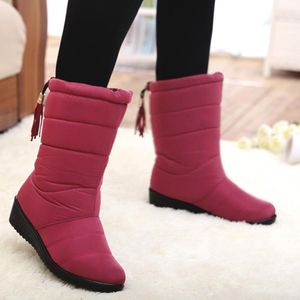 Boots Fashion Winter Women Tassel Female Down Snow Shoes Woman Mid Calf Botas Mujer Warm Plus Size 44