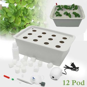 2/9/12 Holes Garden Plant Site Hydroponic Garden Pots Planters System Inomhus Skåp Box Grow Kit Bubble Nursery Pots 210615