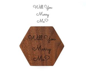 Blank Wood ring box Walnut Wooden Will You Mary Me Wedding Jewelry Rings jewellery boxes