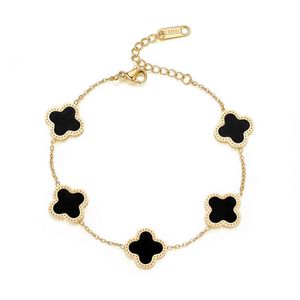 Wholale Jewelry Luxury Gift Stainls Steel 18K Gold Women Lucky Flower Bracelet