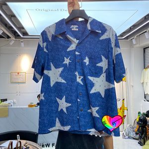 Homem Kapital Camisas 2021 Homens Mulheres Alta Qualidade Estrelas Completas Impressão Gráfica Kapital Camisa Azul Oversize Blusa