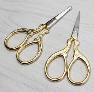 Rostfritt stål handgjorda sax runda huvud näsa hår clipper retro guld pläterade hushåll skräddare för broderi syt skönhet verktyg sn6401