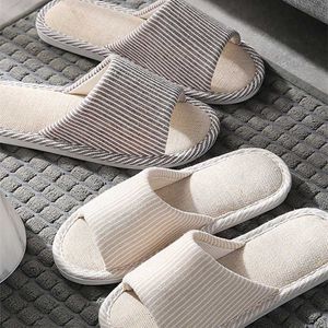 Summer Comfortable Women Home Shoes Men House Slippers Cotton Slides For Bedroom Couple Indoor 211021