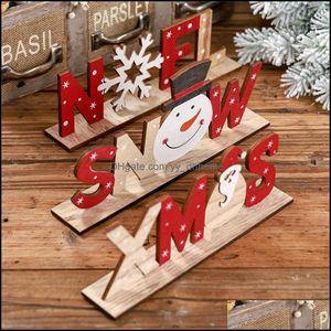 Christmas Decorations Festive & Party Supplies Home Garden For Wooden Letter Santa Claus Ornaments Xmas Dinner Table Decor Navidad Year Jk19