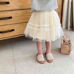 Vår Söt tjejer Mode Mesh Kjolar Baby Girl All-Match Princess Bubble Skirt 210508