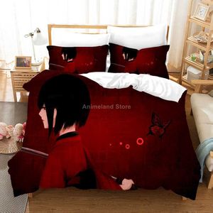 Attack on Titan Bedding Set Red 2021 Ny Anime Kids Present Duvet Cover Set Trevlig säng Linne Drottning King Single Size H0913