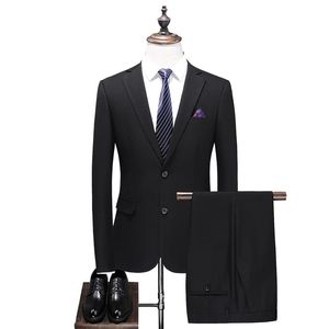 男性の結婚式のプロムスリムフィットブラックブルースーツビジネスフォーマルメンズコスチューム男スーツ2ピースセット（ジャケット+パンツ）プラスサイズ4xl