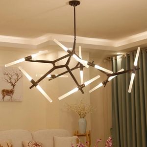 Minimalistyczny styl drzewa gałąź Lampa Post Nowoczesny Designer Nordic LED Lampy Wisiorek Restauracja Żyrandol Willa Widelec