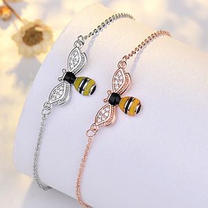 Милый Zircon Bee цепь браслет женщины девушка насекомых пчелы браслеты для подарочной партии мода ювелирные изделия серебряное розовое золото