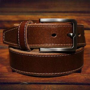 Bälten Retro Top Layer Cowhide 3.8 Body Men's Belt Fashion Simple Vegetable Tanned Leather Needle Buckle
