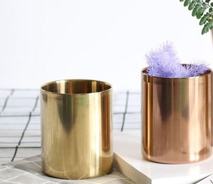 400ml estilo nórdico latão ouro vasos vasos de aço inoxidável cilindro caneta suporte para organizadores de mesa e carrinho multi lápis de uso