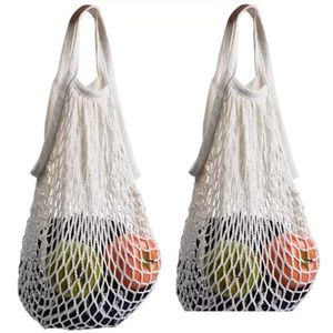 在庫再利用可能な綿の紐の食料品袋の網はショッピングのためのフルーツ野菜の袋を屋外Xu