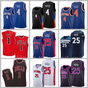 Maglia da basket Derrick Rose Jersey Team Blu Bianco Nero Rosso Colore serigrafato Stile Uomo Buona qualità