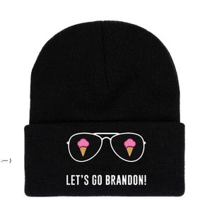 Vamos ir Brandon Black chapéu de malha inverno letras quentes impressas moda crochê chapéus esportes esqui ciclos unisex beanie crânio tampas cce112