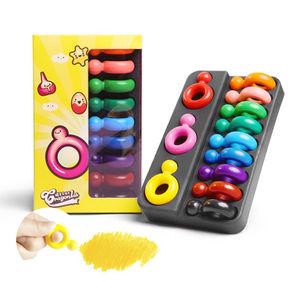 12 cor de crayons de anel para criança bebê crianças laváveis ​​lavável palmeira de cera de cera pintura ferramenta de desenho brinquedos arte da arte da escola