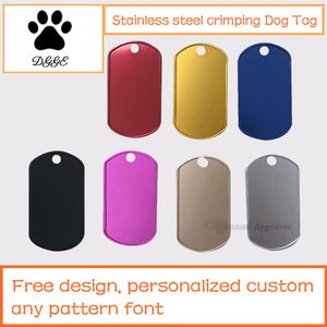 Military Dog Tags Stainless Steel Crimping Dogs Tag ID License Personalized Custom Red Blue 50*28*0.4mm J05