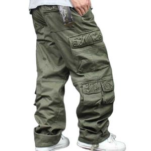 Men's Pants Warm Fleece Lining Cargo For Men Casual Cotton Loose Baggy Straight Pocket Hip Hop Streetwear Joggers Trousers