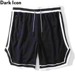 Mesh Material Jersey Shorts Men Summer High Street Men's Shorts Color Block Ribbon Shorts for Man 210603