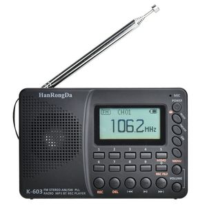 K-603 Taşınabilir Dijital Radyo LCD Ekran FM AM SW ile BT Hoparlör Güç Kapanma Bellek Fonksiyonu Moda 210625