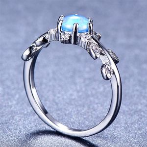 5 Stks Lot Moeder Gift Full Blue Fire Opal Gems 925 Sterling Zilver voor Dames Ring Rusland Amerikaanse bruiloften Ring Sieraden Gift 92 Q2