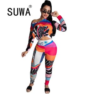 Por Atacado Plus Size Roupas 2 Parte Set Mulheres Calças + Crop Top Chegada Tie Dye Manga Longa Sweatsuit Womens Streetwear 210525