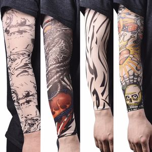 Gefälschte temporäre Tattoo-Ärmel, Vollarm-Tattoos, wasserdichter Aufkleber auf dem Kopf, Tattoo-Ärmel-Set, für Männer, elastisches Nylon-Handschuh-Tattoo