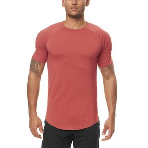Мода Slim Fit T рубашка мужчины сплошной тренажерный зал одежда бодибилдинг фитнес плотная спортивная одежда футболка быстрая сухая тренировка Tee Homme мужские футболки мужские