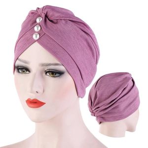 Wholesale islamic fashion hijab for sale - Group buy Scarves Fashion Solid Color Inner Hijab For Women Forehead Cross Crinkled Muslim Turban Caps With Pearl Islamic Wrap Bonnet