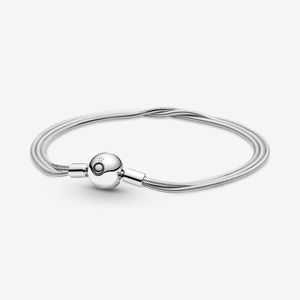 Bracelets de charme 100% 925 Sterling Silver Moments Multi Snake Chain Bracelet Fit Fit Authentic European Dangler para mulheres jóias de casamento de moda