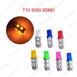 50Pcs/Lot Yellow T10 W5W 5050 9SMD Car Wedge LED Bulbs Replacement Clearance Lamps Door Reading Tail Box License Plate Lights 12V