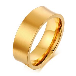 Semplice 7mm in acciaio inox anelli di cerimonia nuziale in acciaio inox Golden Color Men Couple Anello gioielli di moda
