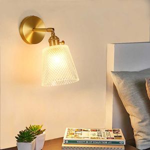 Moden Brass Glass Wall Lamp Bathroom Mirror Beside American Wall Light SconceLight luxury lighting 210724