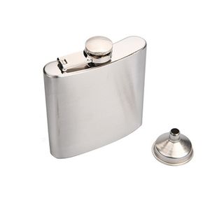 With Funnel 6oz Hip Flask Stainless Steel 6 oz Ounce Flasks Capacity Stainless-Steel Hip-Flask Portable Flagon 170ml Outdoor Whisky Stoup Wine Pot Alcohol Bottles