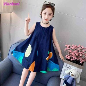 Odzież dla dzieci Teen Girl Summer Dress Princess Red Arbuz Kawaii Projektant Piękno Elegancki Kostium Bez Rękawów Szata 4 5 6 7 8 9Y G1215