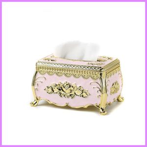 Moda caixa de tecido mesa chá sala estar escritório caixas tecido guardanapo ornamento designer galvanizado ouro retângulo papel