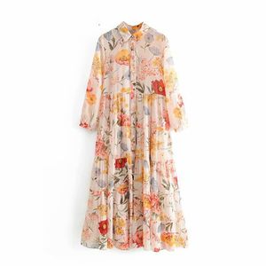 women's Long Maxi Floral Dress Boho Women for Cotton Summer es Casual Sleeve Shirt es 210428