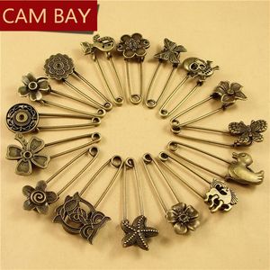 20pcs Antique Style Brooches Pins Setting Cabochon Cameo Base Tray Bezel Blank DIY Jewelry Settings