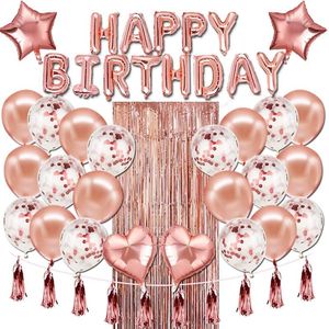 Party Decoration Rose Gold Balloons Set Happy 18 30 40 50 Birthday Foil Helium Baby Shower Anniversary Decor