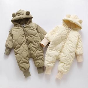 Milancel Winter Baby Clothing Fur Foder Toddler Girls Rompers Bear Suit Spädbarn Outfit 211229